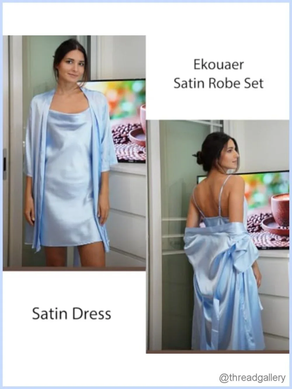Satin Robe Set Nightgown Silk Pajama Set